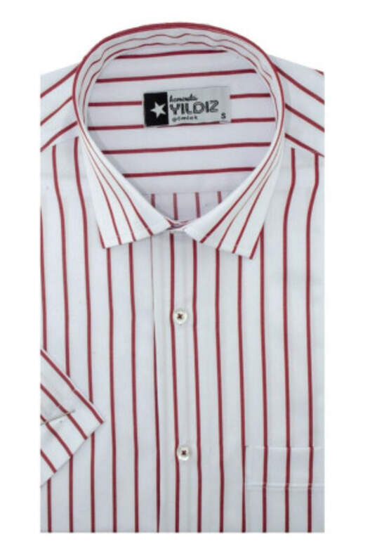 Yıldız Red Striped Short Sleeve Shirt