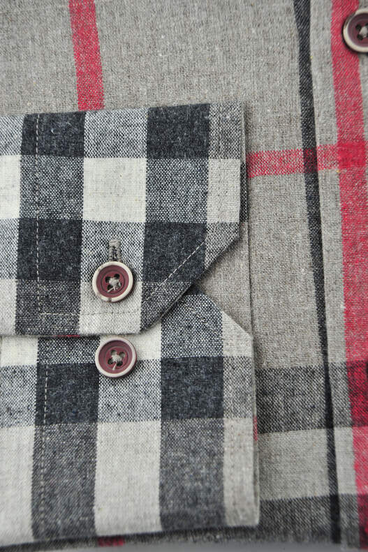 Beige - Cream Plaid Winter Cotton Shirt