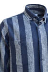 Lacivert ve Mavi Çizgili Oduncu Gömlek - 2