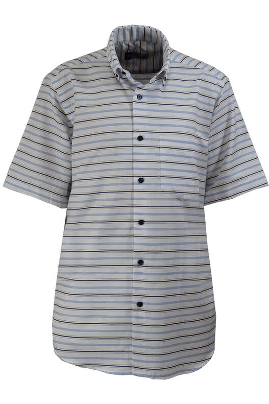 Blue Navy Blue Brown Stripes on White
