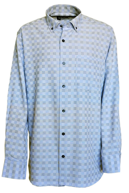 Blue Grey Checked Long Sleeve Shirt