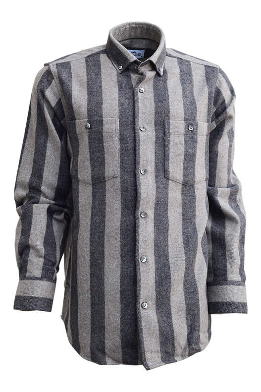 Kahverengi ve Bej Çizgili Oduncu Gömlek