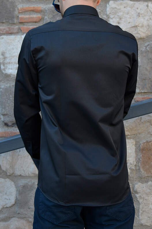 Yıldız Black Slim-Fit Men's Shirt