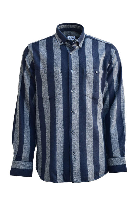 Lacivert ve Mavi Çizgili Oduncu Gömlek