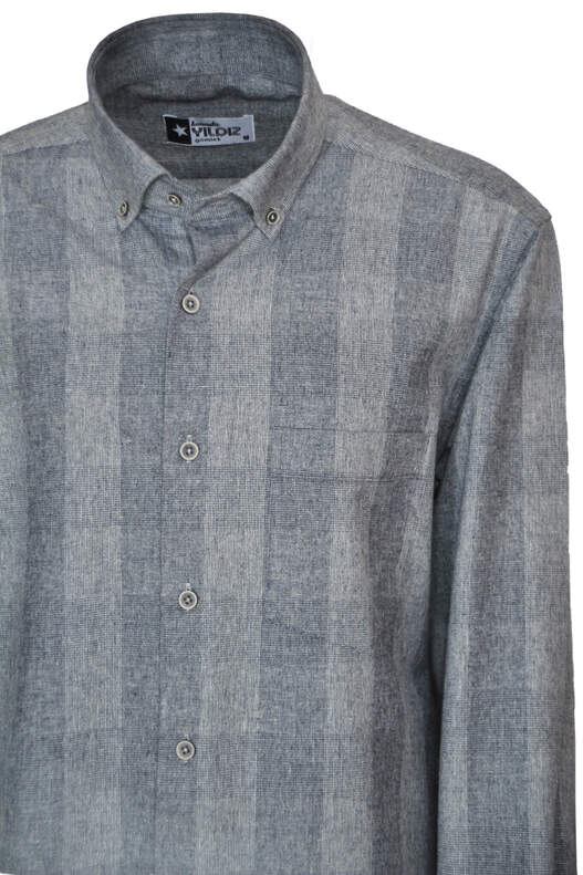 Light Dark Grey Square Winter Cotton Shirt