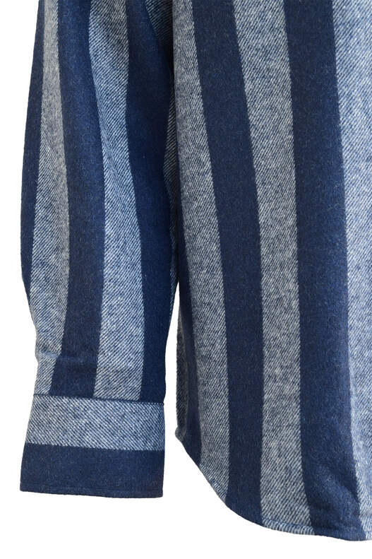 Lacivert ve Mavi Çizgili Oduncu Gömlek