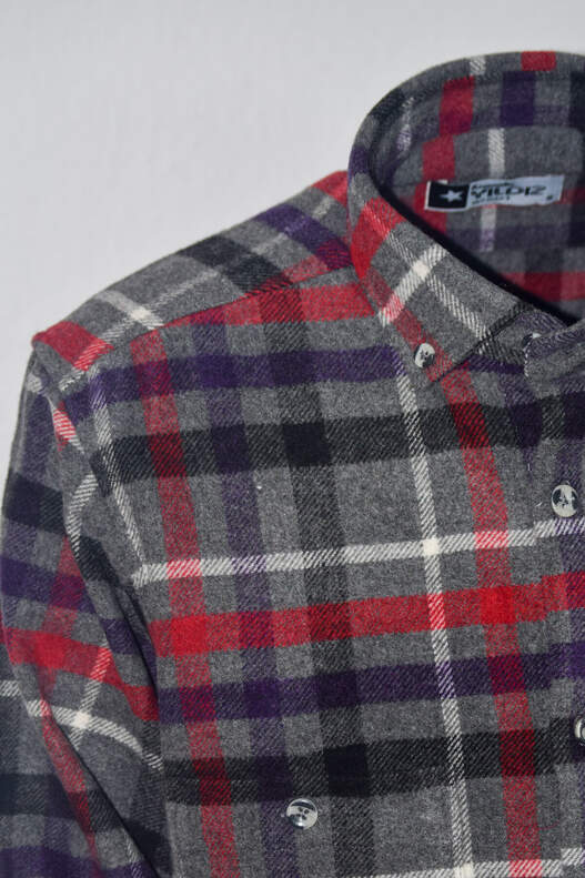 Grey Red Plaid Lumberjack Shirt