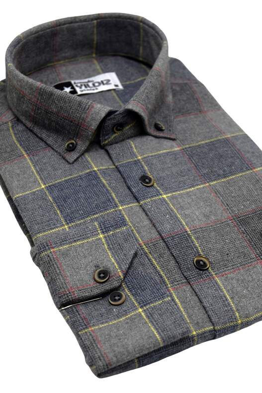 Light and Dark Grey Plaid Cotton Winter Shirt