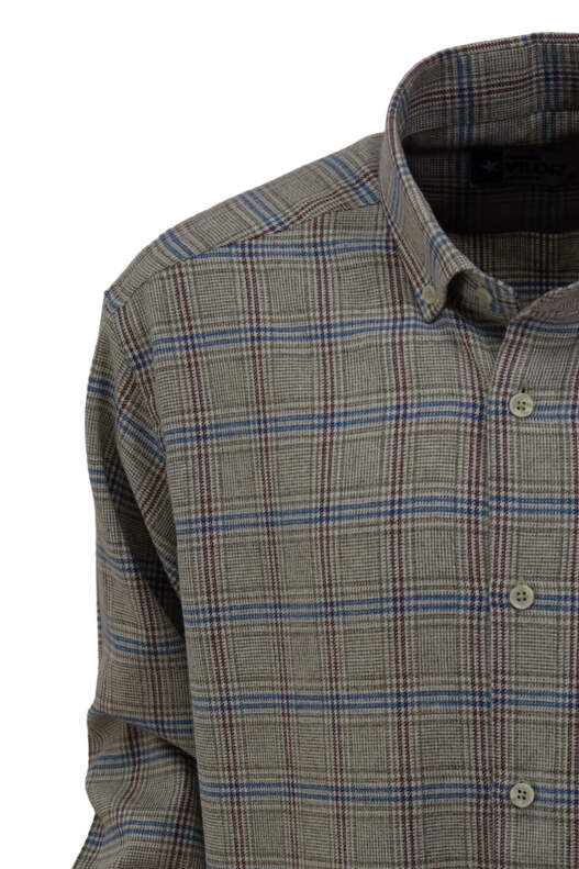 Cream Coloured Plaid Cotton Winter Shirt