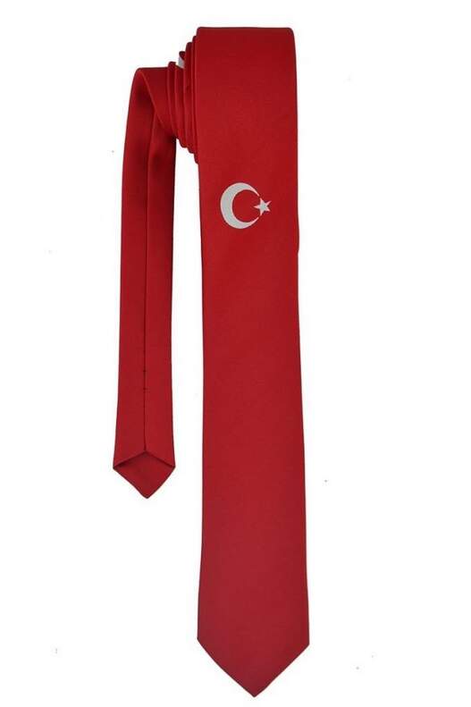Red Woven Tie with Moon-Star Pattern
