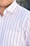 Yıldız Red Striped Buttoned Collar One Pocket Men's Shirt - 3