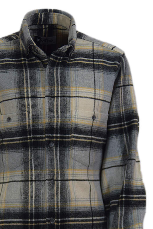Cream Grey Yellow Plaid Lumberjack Shirt