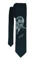 ATATÜRK PORTRE VE İMZA DESENLİ MİKROFİBER DOKUMA KLASİK KESİM SİYAH KRAVAT