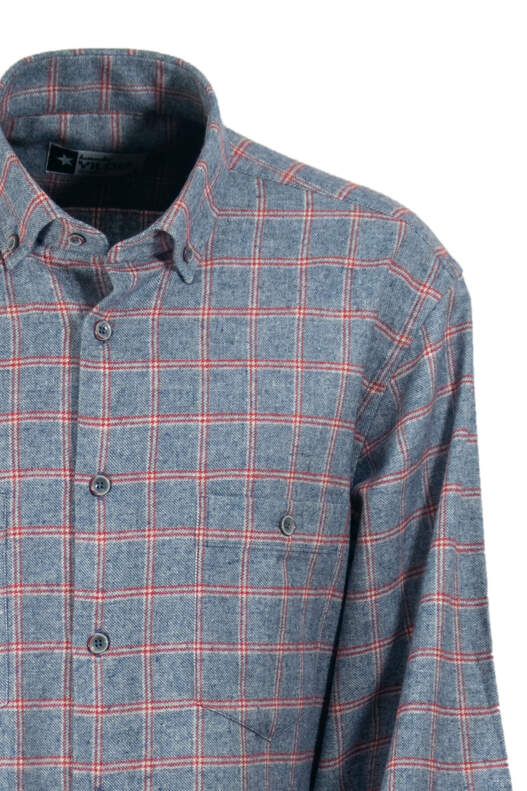 Blue Red Check Winter Cotton Shirt