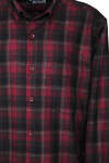 Red Navy Blue Checked Winter Cotton Shirt - 2