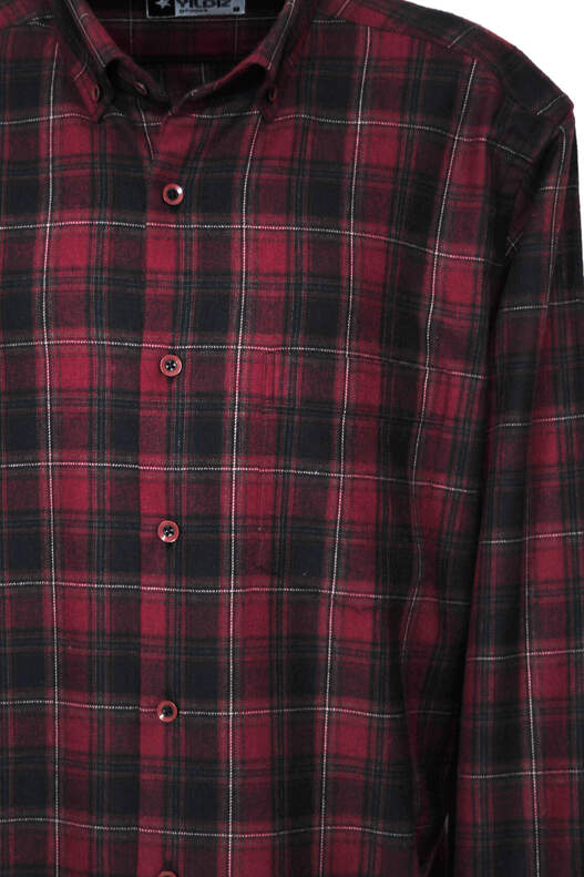 Red Navy Blue Checked Winter Cotton Shirt