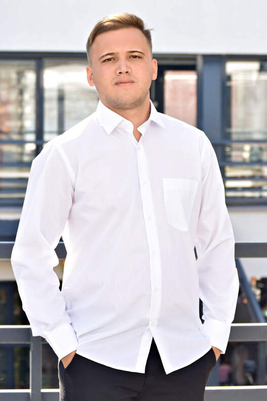 Yıldız White Classic Cut Long Sleeve Terikoton Men's Shirt