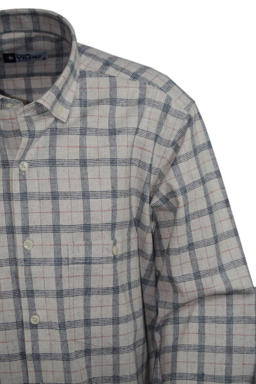 Cream Black Plaid Winter Cotton Shirt