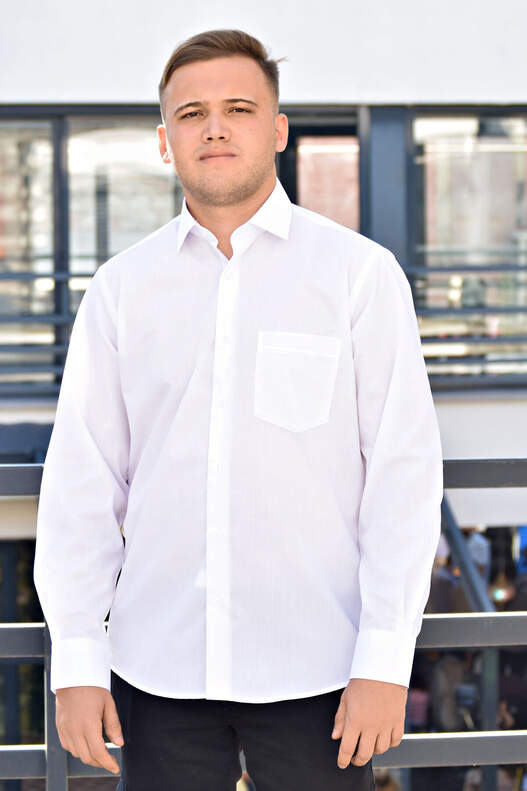 Yıldız White Classic Cut Long Sleeve Terikoton Men's Shirt