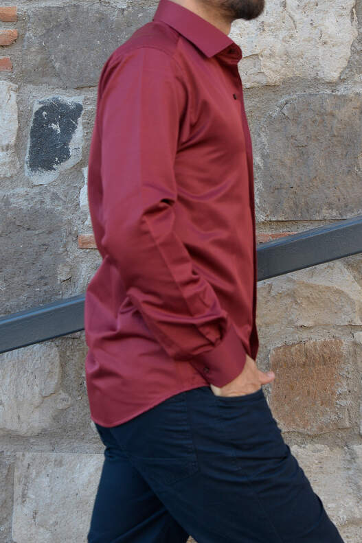 Yıldız Burgundy Slim-Fit Men's Shirt