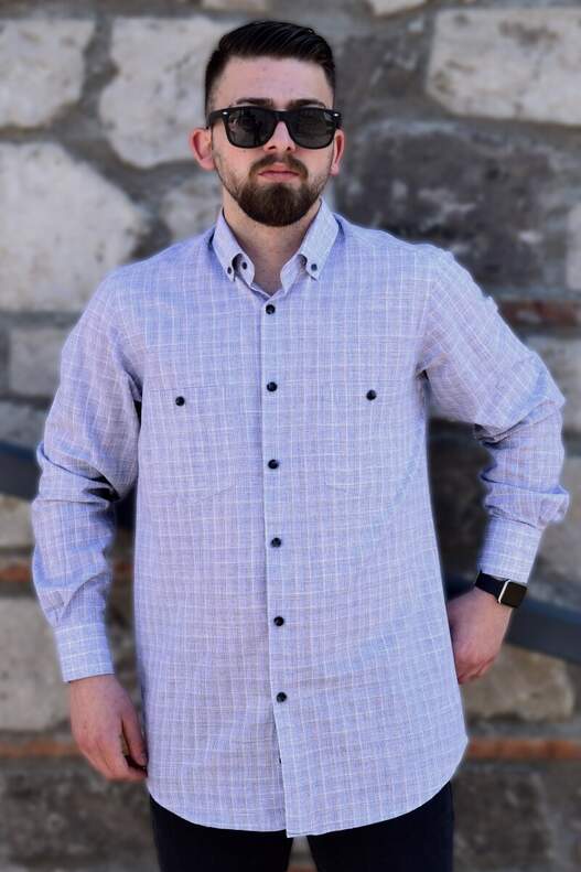 YILDIZ Blue White Plaid Seasonal Long Sleeve Shirt