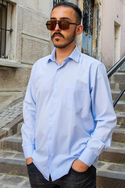 Light Blue Self Patterned Shirt