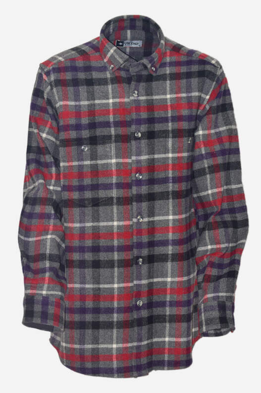 Grey Red Plaid Lumberjack Shirt