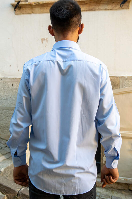 Light Blue Self Patterned Shirt
