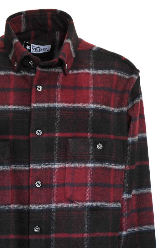 Burgundy Navy Blue Plaid Lumberjack Shirt