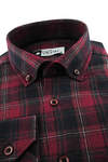 Red Navy Blue Checked Winter Cotton Shirt - 4