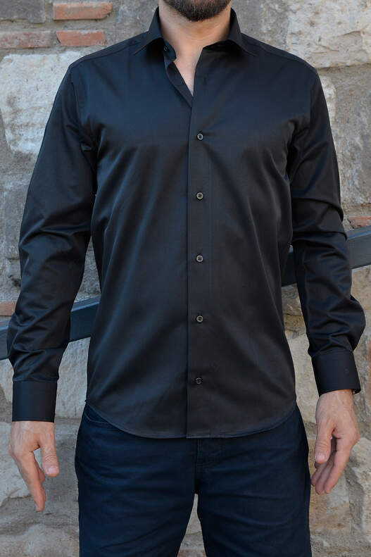 Yıldız Black Slim-Fit Men's Shirt