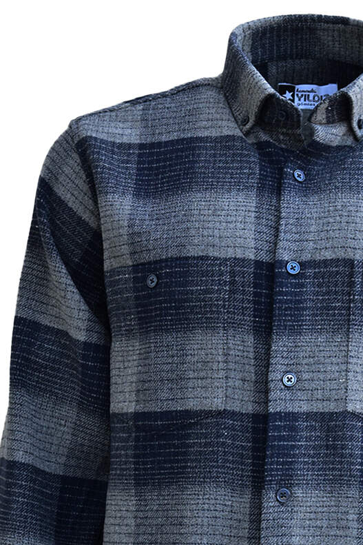 Lacivert ve Gri Çizgili Oduncu Gömlek