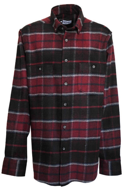Burgundy Navy Blue Plaid Lumberjack Shirt
