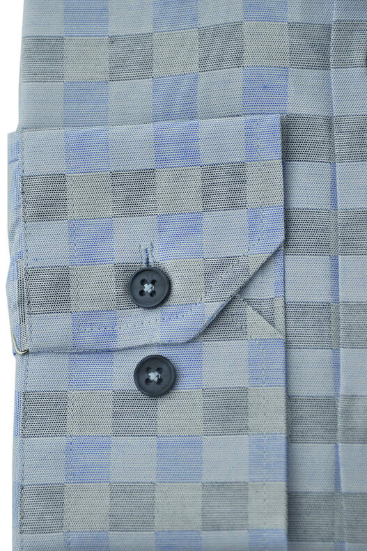 Blue Grey Checked Long Sleeve Shirt