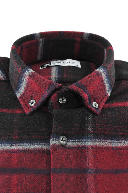 Burgundy Navy Blue Plaid Lumberjack Shirt