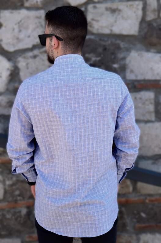 YILDIZ Blue White Plaid Seasonal Long Sleeve Shirt