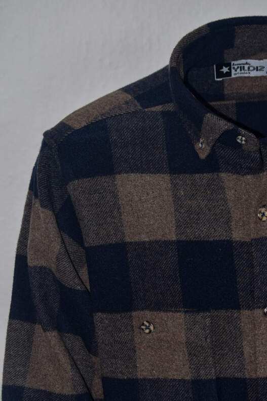 Navy Blue Coffee Checked Lumberjack Men's Shirt