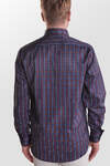 Yıldız Navy Blue Red-Cream Plaid Crotch Cut Men's Shirt - 3